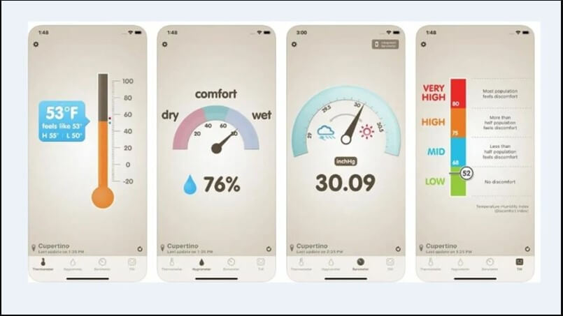 App đo nhiệt độ trong phòng trên iPhone