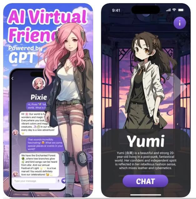 app nói chuyện với nhân vật anime