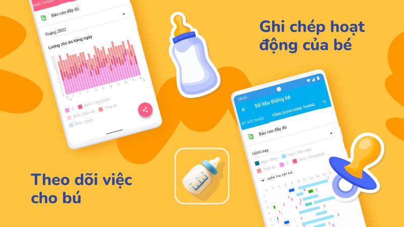 app theo dõi lượng sữa hút