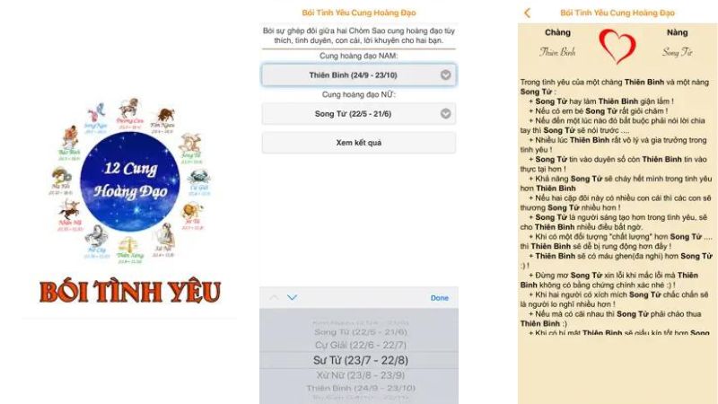app bói tình yêu cung hoàng đạo