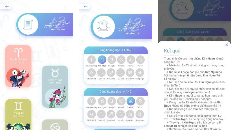 app bói tình yêu cung hoàng đạo