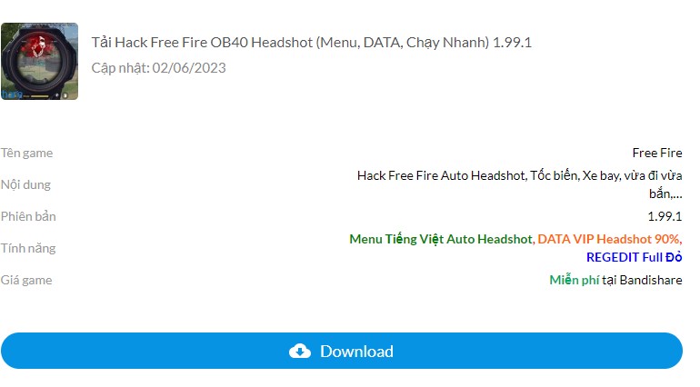 Cách tải app hack FF Auto Headshot OB39 