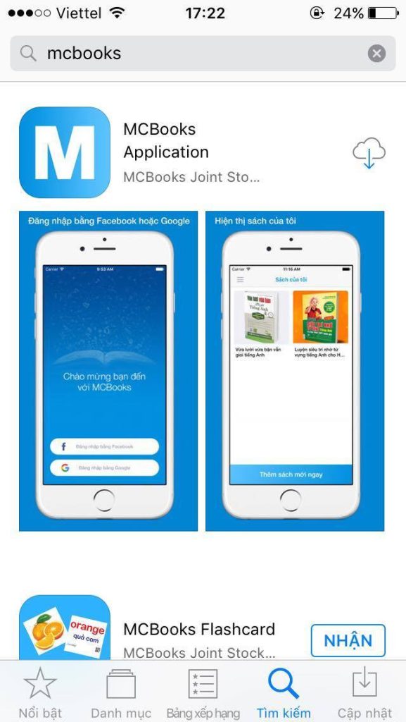 Cách tải app MCBooks 