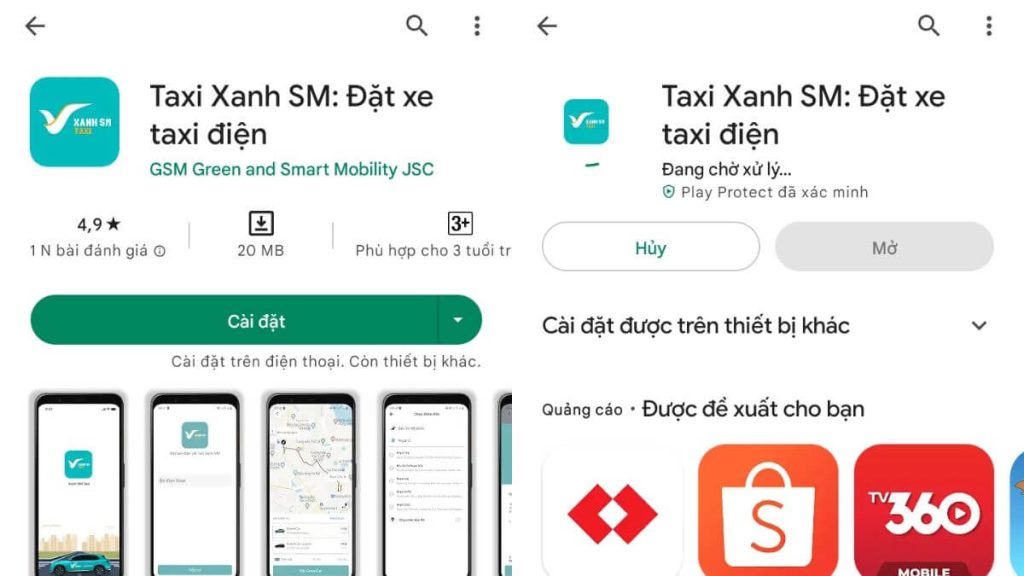 Cách tải app taxi Xanh SM trên điện thoại Android