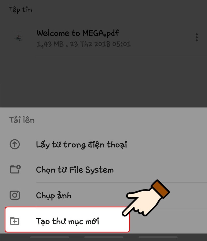 Cách tạo thư mục lưu trữ trên app Mega