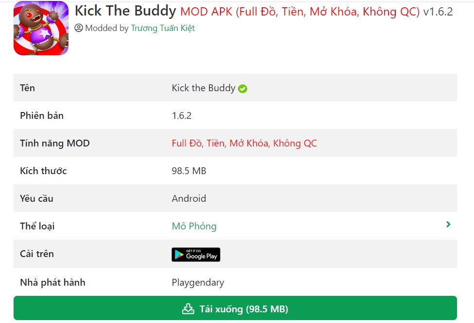 Kick The Buddy hack trên Android