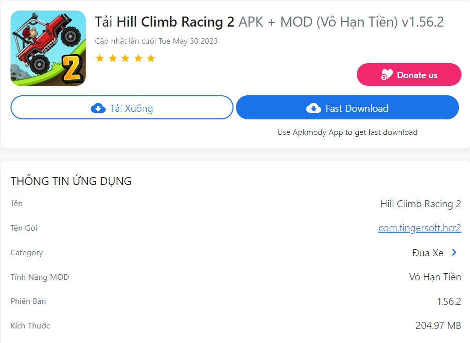 Tải app hack Hill Climb Racing 2 mở khoá xe